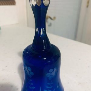 Bohemian Cut Glass Cobalt Blue Bell Czech
